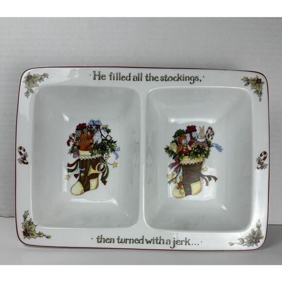 PS Portmeirion Studios Susan Winget "A Christmas Story" Divided Serving Dish - Picture 1 of 8